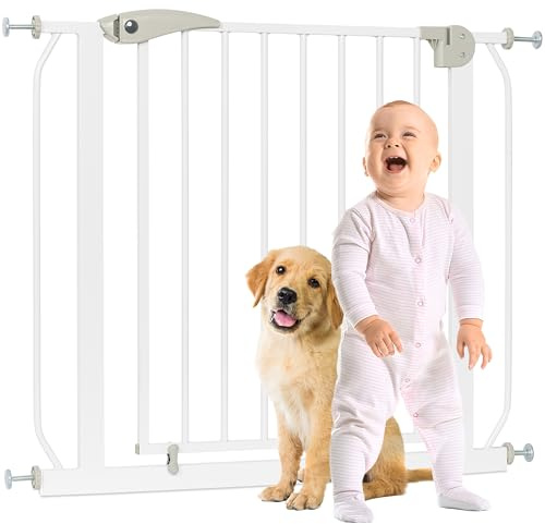 ib style Türschutzgitter Berrin XXL 85-185 - Extra breiter Durchgang, Treppenschutzgitter für Babys, Kindertreppen Gitter, Ohne Bohren, 85-95 cm, Weiß