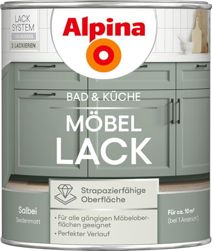 Alpina Bad & Küche Möbel-Lack Salbei seidenmatt – für Holz & MDF – 0,75 L