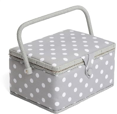 Hobbygift Nähkästchen, Baumwollmischung, Grauer Punkt, Mittelgroß
