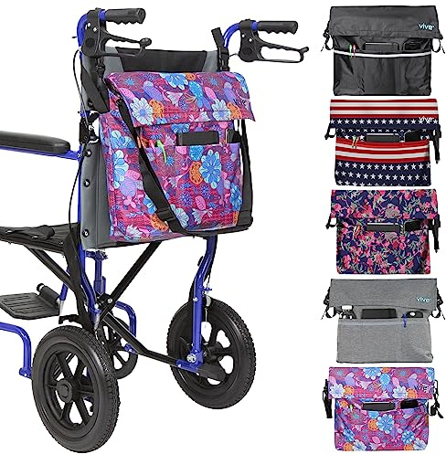 Vive XL Rollstuhltasche, wasserdicht, kratzfest, doppelt genäht, maschinenwaschbar, Zubehör für Erwachsene, Senioren, 15 Farben, Aufbewahrungsrucksack zum Aufhängen an der Rückseite des Rollstuhls