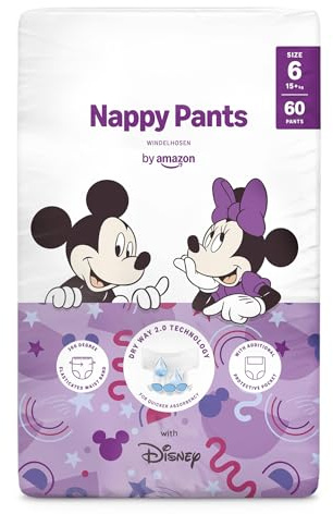 by Amazon Disney-Windelhosen, Größe 6 (über 15 kg), 60 Stück, weiß (früher von der Marke Mama Bear, dasselbe Produkt)