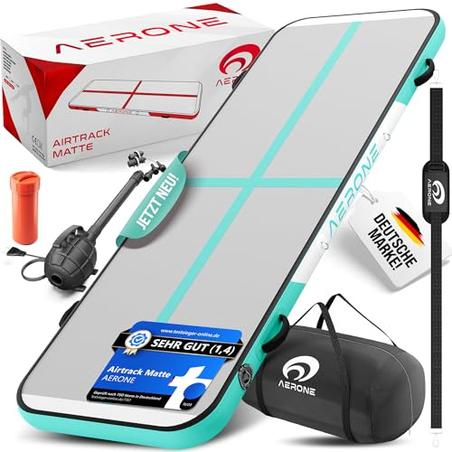 AERONE Airtrack Turnmatte Aufblasbar inkl. Pumpe & Tasche Größe wählen