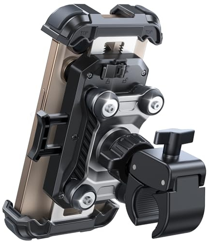 JOYROOM Handyhalterung Motorrad [Doppelt Vibrationsgedämpft] Handyhalter Fahrrad [Verbesserte Metall Fahrradlenker] Handy Halterung Lenker für iPhone 17 16 15 Pro Max Samsung Smartphones 4,7-7