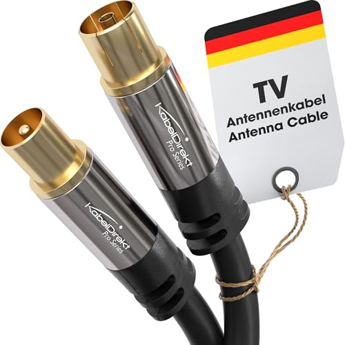KabelDirekt – 4K Antennenkabel, Koaxialkabel, TV Kabel – 2m (Antennenstecker auf Buchse für DVB-C, DVB-T, DVB-S)
