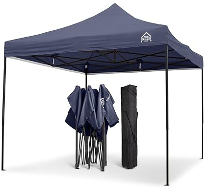 All Seasons Gazebos | 3x3m Pop Up Faltpavillon mit Zubehörpaket | Einfache Montage, Schwerlast, vollständig wasserdicht, hochwertige Materialien (Marineblau)
