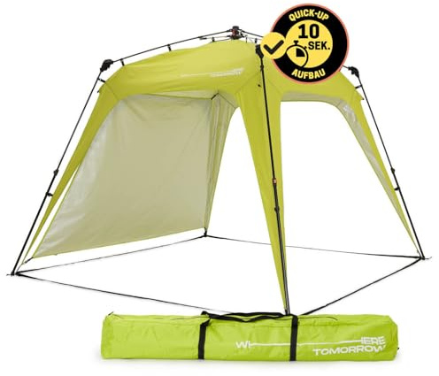 Lumaland Outdoor Pavillon 2,5 x 2,5m | Wasserdicht & UV-Schutz | Gartenzelt inkl. 1x Seitenteil & Tasche & Heringe | Robuster Camping & Partyzelt | Pop Up Zelt Aufbau in 2 Minuten [Grün]