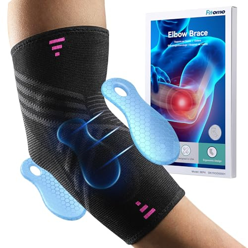 Fitomo Epicondylitis Ellenbogenbandage für Epicondylitis bei Tennis- und Golfern, mit 2 Kompressionspads, zur Linderung von Schmerzen bei Sehnenscheidenentzündung, 1 Stück (L)