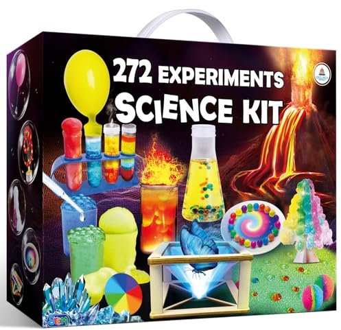 UNGLINGA 272 Experimente Kits für Kinder, Chemie-Set, Experimentierkasten Spielzeug Jungen Geschenke, Vulkan Chemiebaukasten, Kristall, Magie, Physik Wissenschaft Labor Projekt