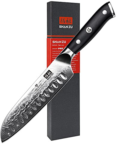 SHAN ZU Damast Santokumesser Kochmesser 67 Schichten Damastmesser Küchenmesser mit G10 Griff - PRO Series