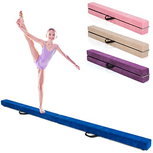 DREAMADE Schwebebalken Kinder, Schwebebalken klappbar, Balance Balken Turnen, Gymnastikbalken Übungsbalken, Schwebebalken für turnen Kinder, Holz, 210 x 10 x 6.5cm (Blau)