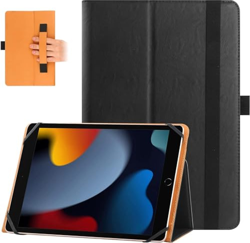 HGWALP Universal Hülle für 9-11 Zoll Tablet,Folio Hülle Schutzhülle für 9,9.7,10, 10.1, 10.5, 11.1 Zoll Touchscreen Tablet, Mit Handschlaufe und Stand Funktion-Schwarz