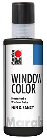 Marabu 04060004073 - Window Color fun & fancy, Konturenfarbe schwarz 80 ml, auf Wasserbasis, ablösbar auf glatten Flächen wie Glas, Spiegel, Fliesen und Folie