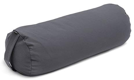 Yogistar Yoga-Bolster Yin Standard Rund Graphit - Rückenstützkissen aus Baumwolle mit Bio-Dinkelspelz