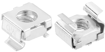 QUARKZMAN M6 x 1mm Käfigmutter, 50 Stück Snap-in Käfigmuttern, Karbonstahl verzinkt metrische Mutter für Serverschrank, Silber
