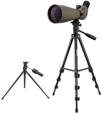 Svbony SV401 HD Spektiv, Sportschützen Vogelbeobachtung 20-60x80 mit Stativ | Spektiv Jagd, für Wildtierbeobachtung, HD Porro Prisma, FMC Optik, Wasserdicht, Doppelstativ inklusive