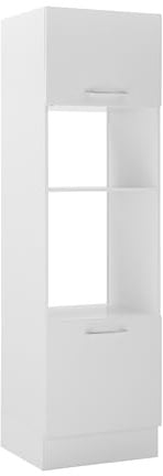 Turin Einbauschrank für Backofen und Mikrowelle in Weiß - Geräumiger Hochschrank Küchenschrank mit viel Stauraum - 60 x 211 x 57 cm (B/H/T)