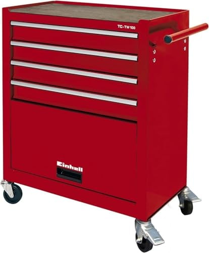 Einhell Werkstattwagen TC-TW 100 (Interlock-System, 4 drehbare Rollen mit Zwei Feststellbremsen, Ablagefach mit Klappe)