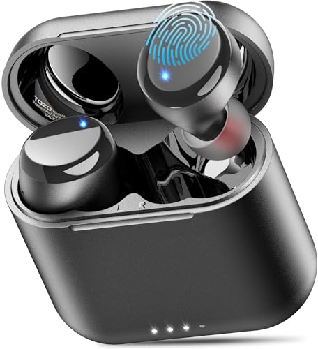 TOZO T6 Kopfhörer Kabellos Bluetooth 5.3 Bluetooth Kopfhörer, In Ear Kopfhörer 50 Std Akkulaufzeit mit Ladeetui, IPX8 Wasserdicht Kabellose Kopfhörer, Premium Tiefer Bass Sportkopfhörer - Schwarz