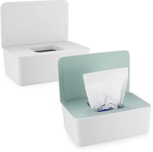 2 Stück Feuchttücher Box Baby, Toilettenpapier Aufbewahrungsbox, Dose für Feuchtes Toilettenpapier, Taschentuchhalter Kunststoff Feuchttücher Spender, Tücherbox, Serviettenbox