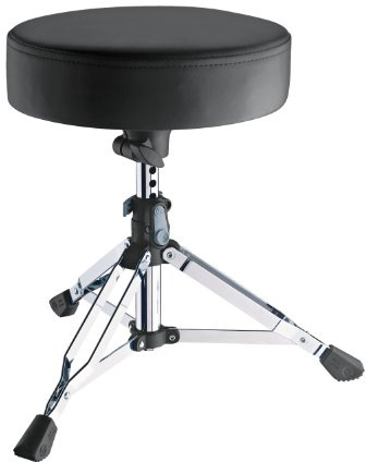 K&M 14010 Drummersitz Piccolino Schwarz, rund - Stahl, Kunstleder - niedriger höhenverstellbarer Schlagzeug-Hocker
