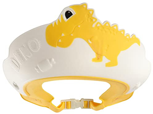 Baby-Duschhaube Für Kinder, Haarwaschschutz, Badekrone Für Kleinkinder, Mütze, Visier, Baby-Shampoo-Haube, Kopfschutz, Niedliche Dinosaurierform, Schützt Augen Und Ohren(Gelb)