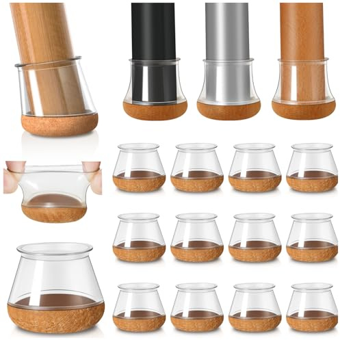 YOZON 20 Stück Stuhlbeinkappen Rund Gummi Schutzkappen für Stuhlbeine | Filzgleiter für gerade und schräge Stuhlbeine, Transparent Klein Stuhlbeinschoner Bodenschutz Durchmesser 30-40mm