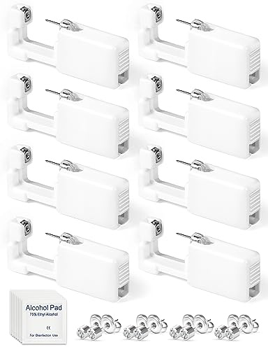 Yiorxu 8 Stück Ohrlochpistole,Piercing Set Einweg Steril Sicherheits Ohrringe Selber Stechen, Piercing Pistole Studs für Damen Herren Mädchen Jungen