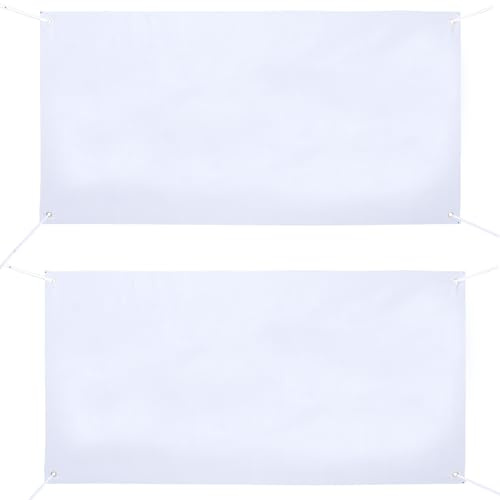 120x60cm 2Set Großes Banner Weiß, Blanko Banners Leeres Großes Leere Banner | Banners Personalisiert Zum Selbst Gestalten mit Aufhängeschnur Ösen für Geburtstag Partyfeiern Business DIY