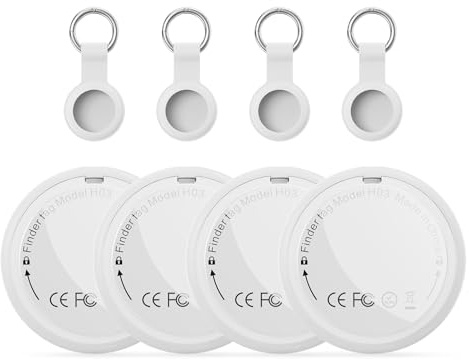 Smart Tracker Tags 4-Pack - GPS Tracker Kompatibel mit Apple Wo ist? (iOS NUR) mit Schutzhülle,Wasserdichter Gegenstandssucher, Bluetooth-Schlüsselfinder für Geldbörse,Gepäck,Austauschbare Batterie