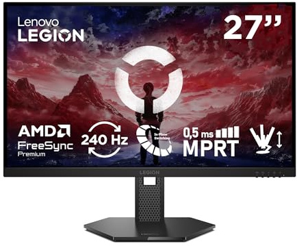 Lenovo Legion 27-10 | 27 Full HD WLED Gaming Monitor | 1920x1080 | 16:9 | 240Hz | 0.5ms Reaktionszeit | HDMI |DisplayPort | Audio 3.5mm | 3-seitig-Panel | TÜV Augenschutz | schwarz | 6 kg