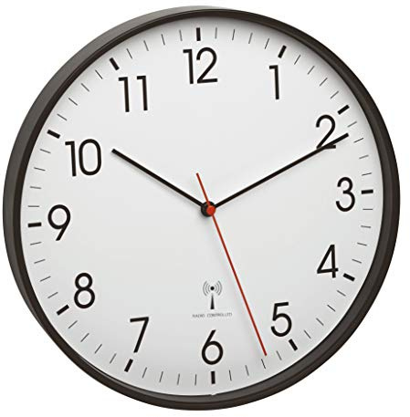 TFA Dostmann Analoge Funk-Wanduhr mit Metallrahmen, 305 x (H) 47 mm, Kunststoff, schwarz, 60.3537.01