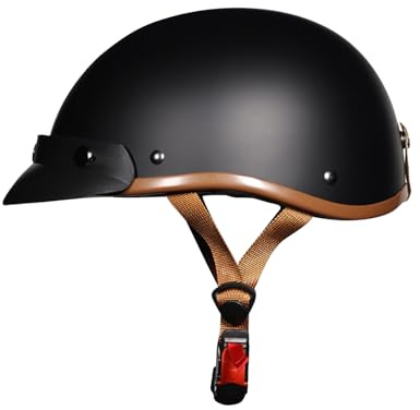 LIONCIANO Motorradhelm für Erwachsene, Jethelm, 709 ABS kombiniert mit EPS, Schnellverschluss-Kinnschnalle. Passend für Scooter Moped Chopper Vintage Sturzhelm（Mattschwarz, M 53-54CM）