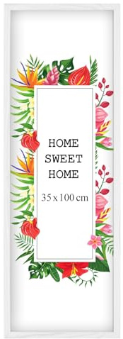 MG Design Weiß Bilderrahmen 35 x 100 cm – Aus echtem Holz mit Acrylglas, zum Aufhängen & Aufstellen, für Fotos, Poster & Puzzle