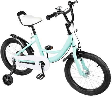 AOAPUMM 16 Zoll Kinderfahrrad Fahrräder Kinderrad mit Hilfsrad, Anfänger Fahrrad Rad Bike mit Stützräder, für ab 4-8 Jahre Jungen und Mädchen (Grün)