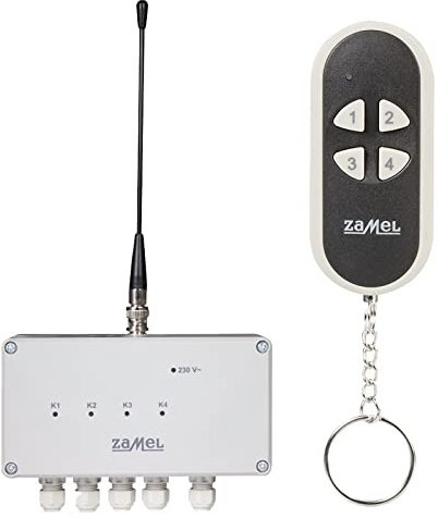 ETERO Funkschalter Set mit Sender, 4-Kanal, RWS-211C/N | Elektrische Geräte Steuerung per Funk, 4-Kanal-Empfänger, für Lampen, Motoren, Pumpen, 433,92 MHz, IP56