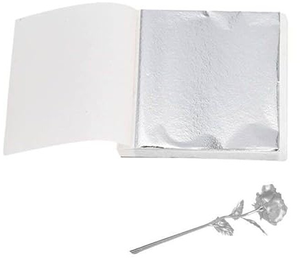 Cerioll Blatt Silber,Blattmetall Silber,Blattsilber Flocken,Blattsilber Set,Imitation Blattilber,Blattsilber Imitation,Blattsilber Imitation,Silberblatt Basteln,Blattsilber Zum Basteln(100PCS,8CM)