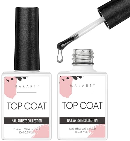 Makartt Top Coat Gel UV Base Coat Gels Nagellack 2 * 10ml UV Top Coat Set Kein Wischen Langanhaltendes Klares Gel Nagel Politur Top Basislack einweichen LED-Lampe
