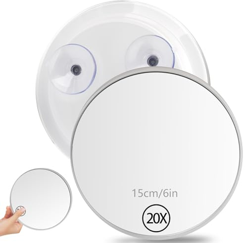 Svalor 20X Vergrößerungsspiegel, 15 cm Kosmetikspiegel mit Vergrößerung, Vergrößerungsspiegel mit Saugnapf und Pinzette, Schminkspiegel | Travel Magnifying Mirror Stick auf Spiegel für Make up