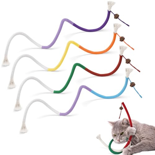 Adiwo Katzenspielzeug 4 Stück, Katzenminze Stick Katzenbeißseil, Nteraktives Kauspielzeug Katze für Katzen Zahnpflege und Gegen Mundgeruch Katzen Kauspielzeug
