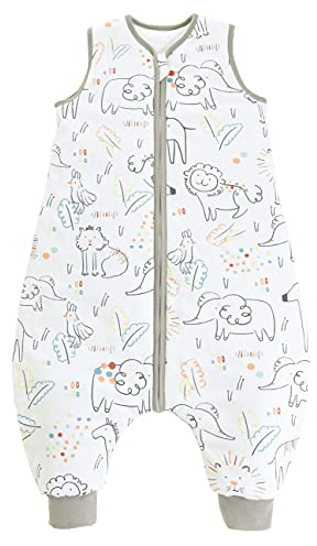 Chilsuessy Baby Schlafsack mit Füße 2.5 Tog Ganzjahres Schlafsack Baby Schlafsäcke Babyschlafsack mit Beinen für Säugling Kinder, Happy Zoo, 100cm/Baby Höhe 110-120cm