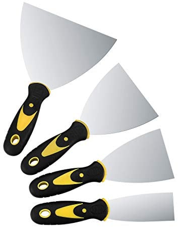 4 Stücke Spachtel Set, Flächenspachtel Trockenbau Werkzeug, Edelstahl Malerspachtel mit Kunststoffgriff, Putty Messer Spachtel, Schaber Palettenmesser Kratzer(1,5 Zoll; 3 Zoll; 4 Zoll; 6 Zoll)