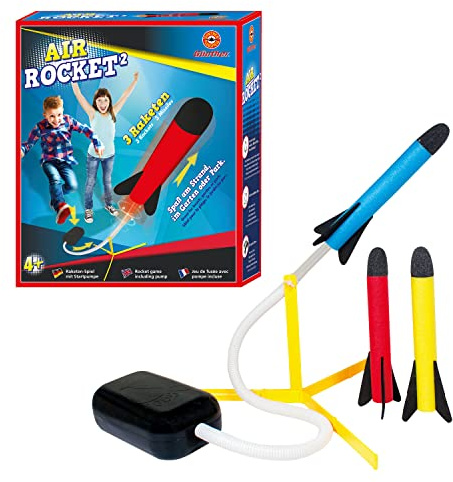 Paul Günther 1556 - Air Rocket² Raketen Spiel mit Startpumpe und 3 Schaumstoffraketen für Kinder ab 4 Jahren, Spaß am Strand, im Garten oder im Park, NEU