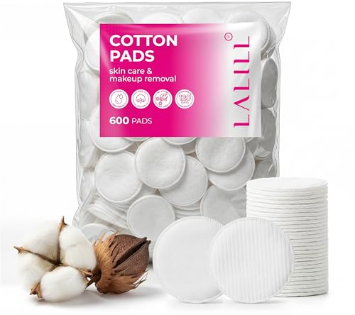 LALILL Wattepads aus Baumwolle 600 Stück - Fusselfreie Abschminkpads für Gesicht & Augen - Effektive Gesichtsreinigung - Cotton Pads Geeignet für Empfindliche Haut