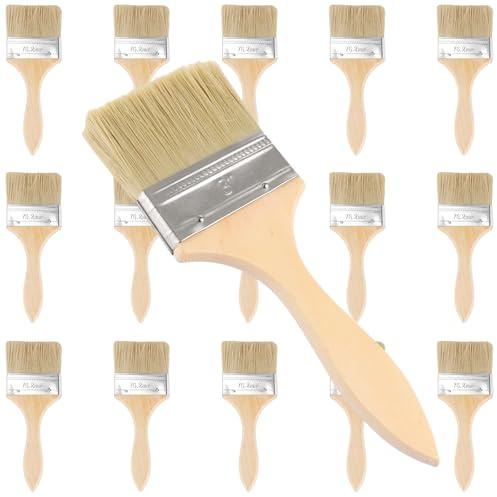 SHUESS 15er Pinsel Set Malerpinsel 75mm breit – Pinsel 75mm Breit Flachpinsel & Lasurpinsel für Lacke, Holzlasur & Wandfarbe, Lackierpinsel Lackpinsel mit Holzgriff, Flächenstreicher für Holz & Möbel