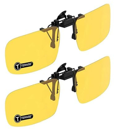 TERAISE Polarisierte Clip-on Nachtfahrbrille, Männer und Frauen Nachtfahrbrille, Reduziert effektiv helle Lichter und erhellt die Straßenoberfläche bei Nacht, Nachtbrille zum Autofahren
