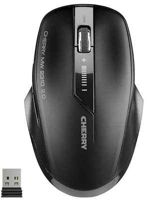 CHERRY MW 2310 2.0, Kabellose 6-Tasten-Maus, 2,4 GHz Funk mit 10 m Reichweite, Optischer Sensor & DPI-Schalter, Nano-USB-Empfänger, Beidhändig Nutzbar, Schwarz
