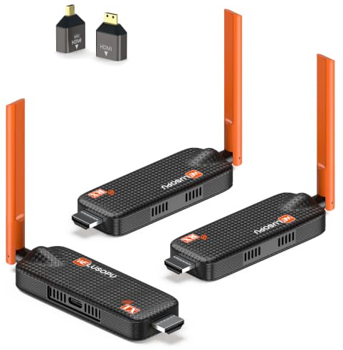 Wireless HDMI Sender & 2 Empfänger, Laptop/TV-Box auf TV/Beamer, 4K Eingang | Bis zu 6 RX, HDMI-Funkübertragung 5,8 GHz, 1080P-Ausgang & App-Monitoring, 50 m – für Meetings, Schulungen & Multi-Display