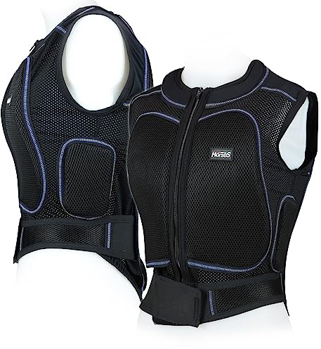 Horses Schutzbody Unisex New Schwarz L, Schutzweste für Ritter und Amazonen, technisches Gewebe mit Einsätzen, elastisch, passt sich den Körperformen an