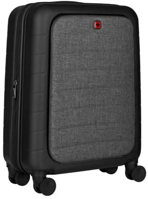 WENGER Syntry Handgepäck Trolley, Notebook bis 14 Zoll, Tablet bis 10 Zoll, 36 (44) l, Hartschale, Damen Herren, Business-Reisen Urlaub, Schwarz/Graumeliert, 610163