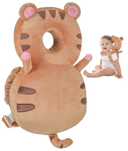 Huiguli Baby Kopfschutz Rucksack, Verstellbarer Baby Kopfschutz Kissen, Infant Sicherheit Pads für 4-24 Monate Kleinkinder Baby Krabbeln und Laufen Lernen (Tiger)